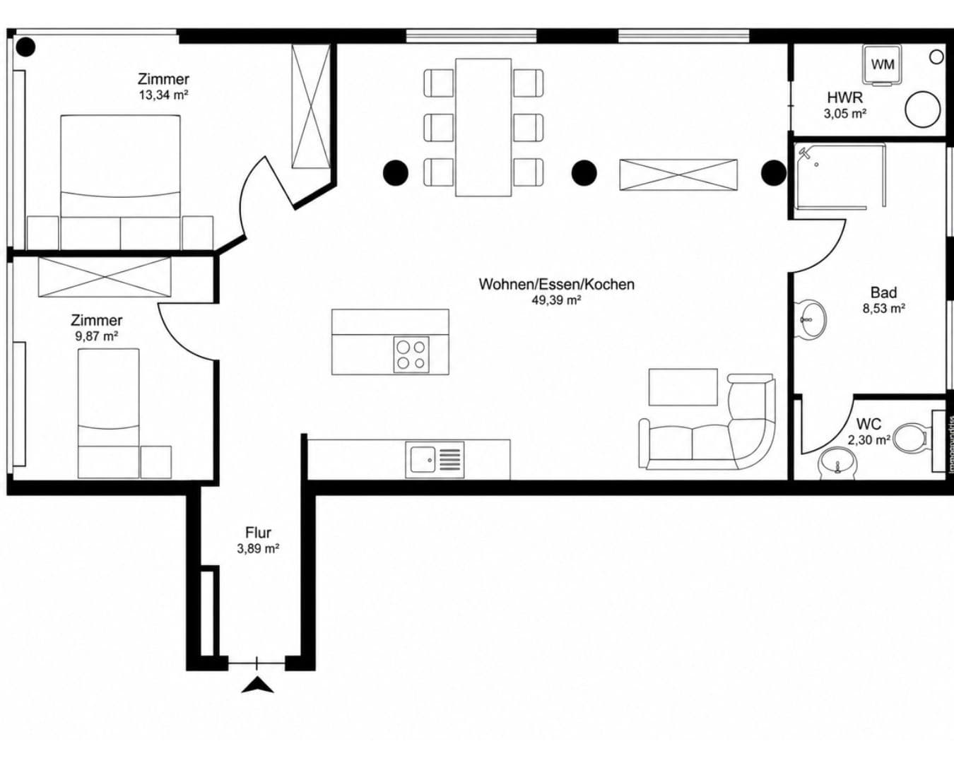 Grundriss Wohnung Mühlwangstrasse